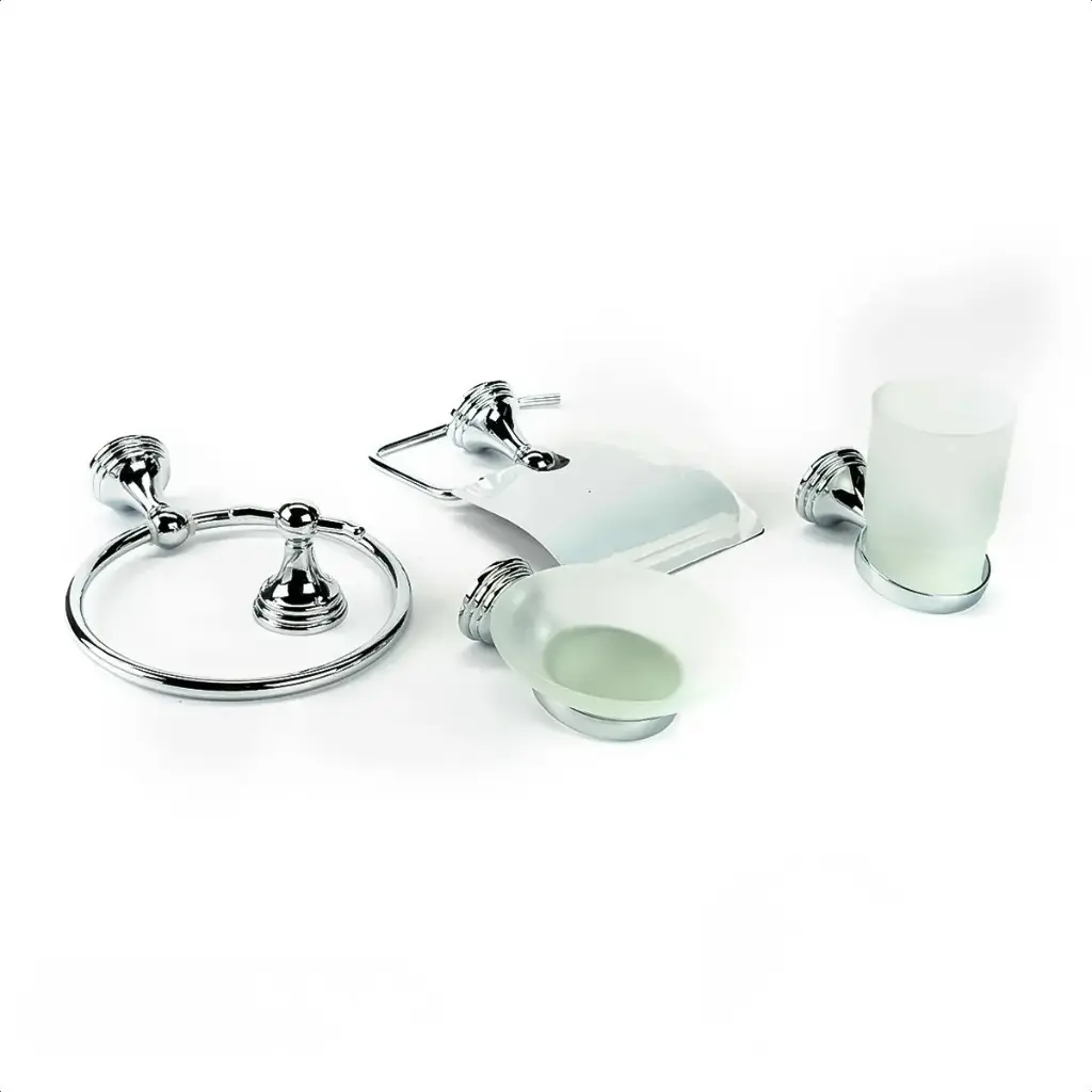 SET DE ACCESORIOS PARA BAÑOS "SALVINIA" 5 PIEZAS CROMO