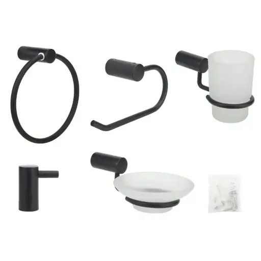 [SAM-LC5] SET DE ACCESORIOS PARA BAÑOS "SAUCO" 5 PIEZAS NEGRO 